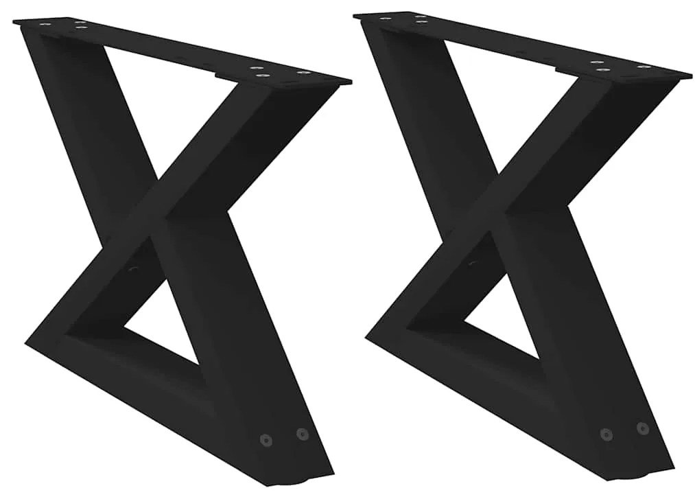 Pés para mesa de centro 2 peças preto 50x(30-31,3) cm aço