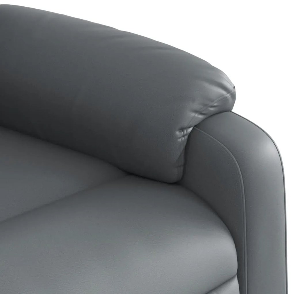Poltrona reclinável elevatória couro artificial cinzento