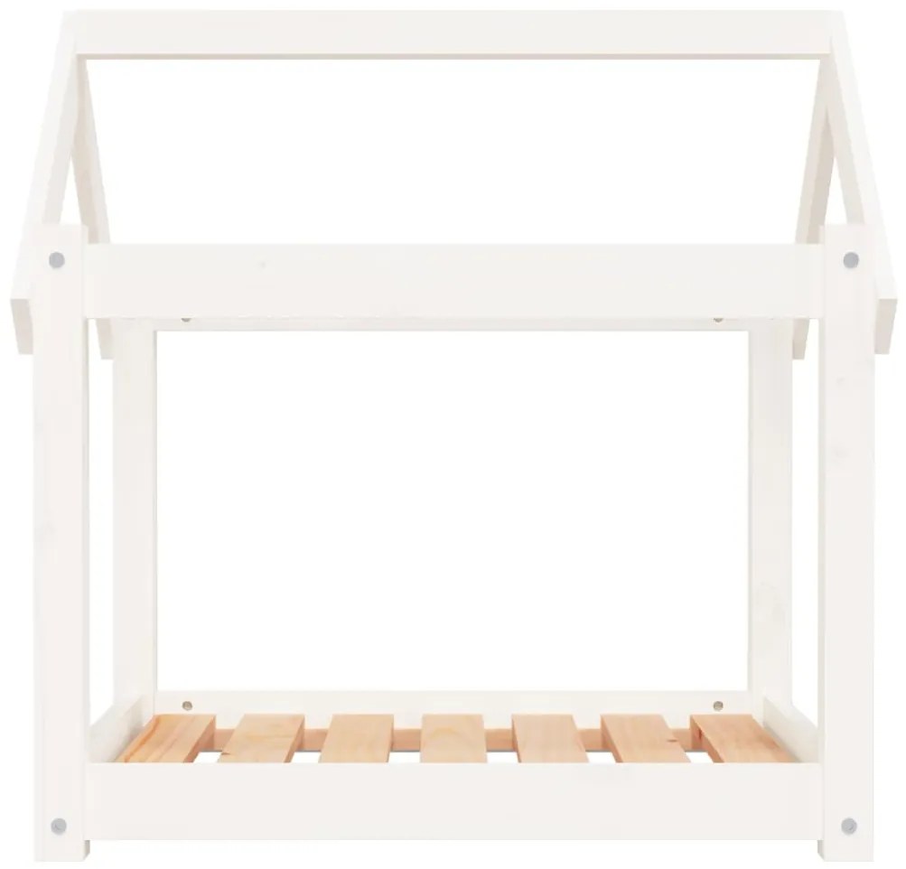 Cama para cães 71x55x70 cm madeira de pinho maciça branco