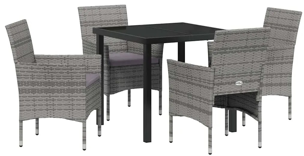 Conjunto de Jantar de Jardim 5 Peças em Rattan Sintético Cinza