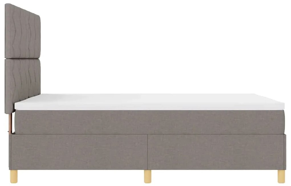 Cama Box Spring com Colchão &amp; LED Taupe 140x190 cm Tecido