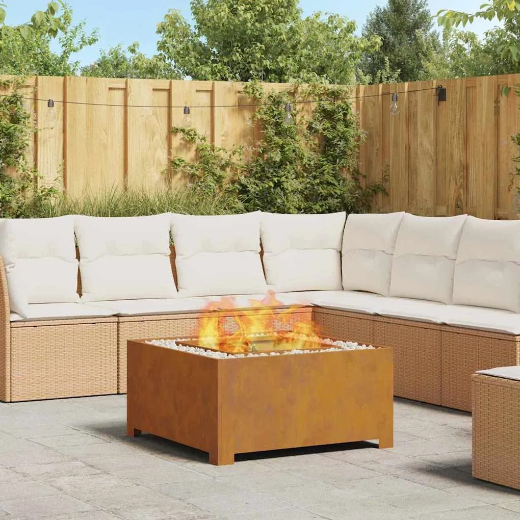 vidaXL Fire Pit Castanho 80 x 80 x 40 cm Aço corten