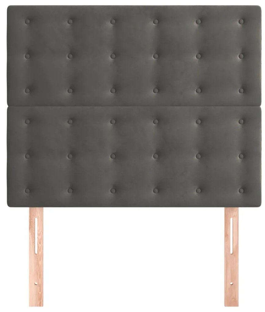 Cabeceira de cama 2 pcs veludo 90x5x78/88 cm cinzento-escuro