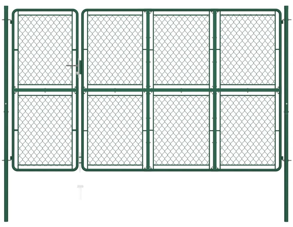 vidaXL Portão de jardim 150x350 cm aço verde