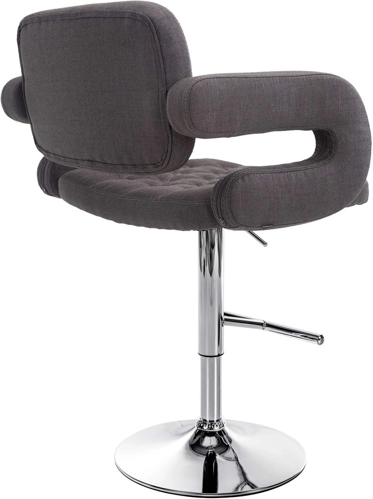 Banco de bar Dublin em tecido e com estrutura cromada 62 x 103-123 x 55 cm Cinzento escuro