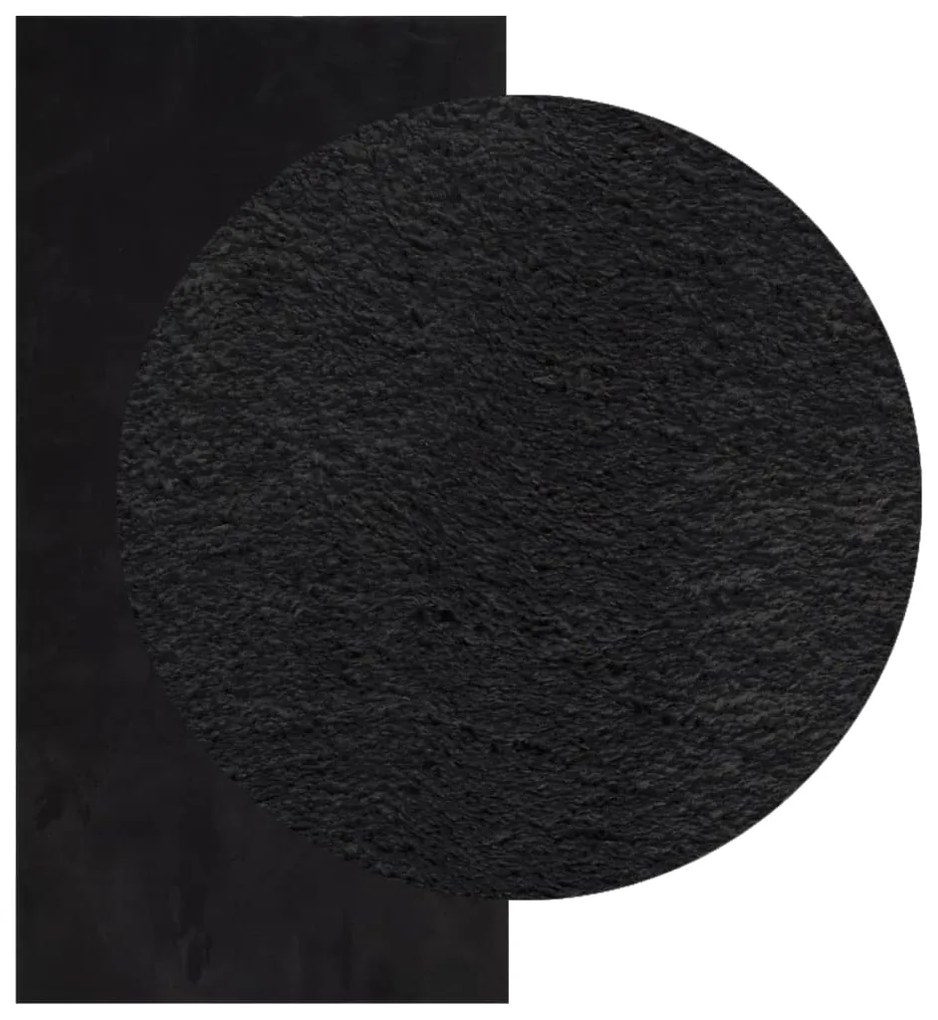 Tapete pelo curto macio e lavável HUARTE 100x200 cm preto