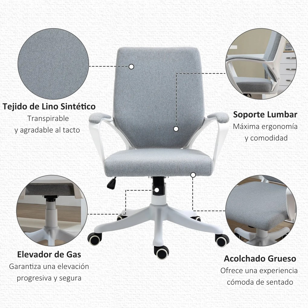 Vinsetto Cadeira de escritório giratória ergonômica com altura ajustáv