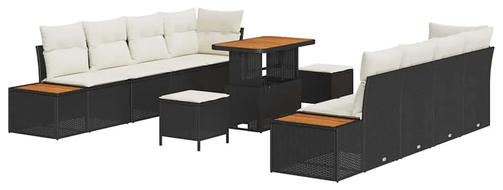 Conjunto de Sofá de Jardim vidaXL de 11 Peças com Almofadas - Vime de