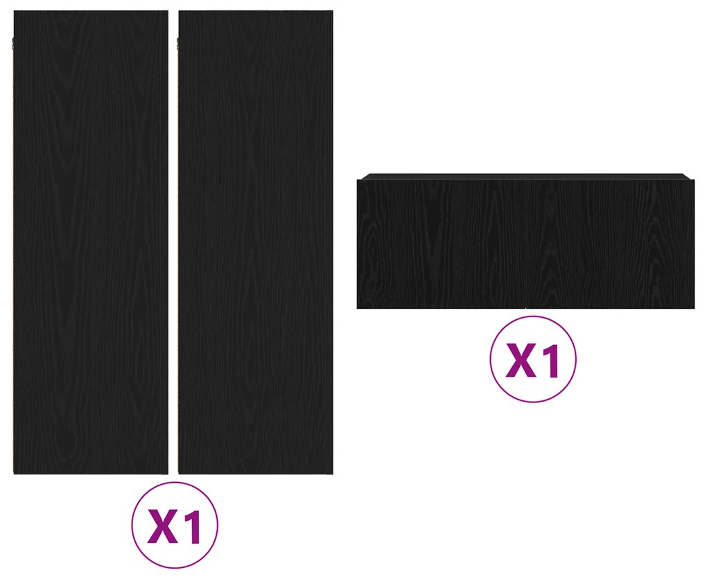 Conjunto de Estante para TV vidaXL de 4 Peças Carvalho Preto Madeira E