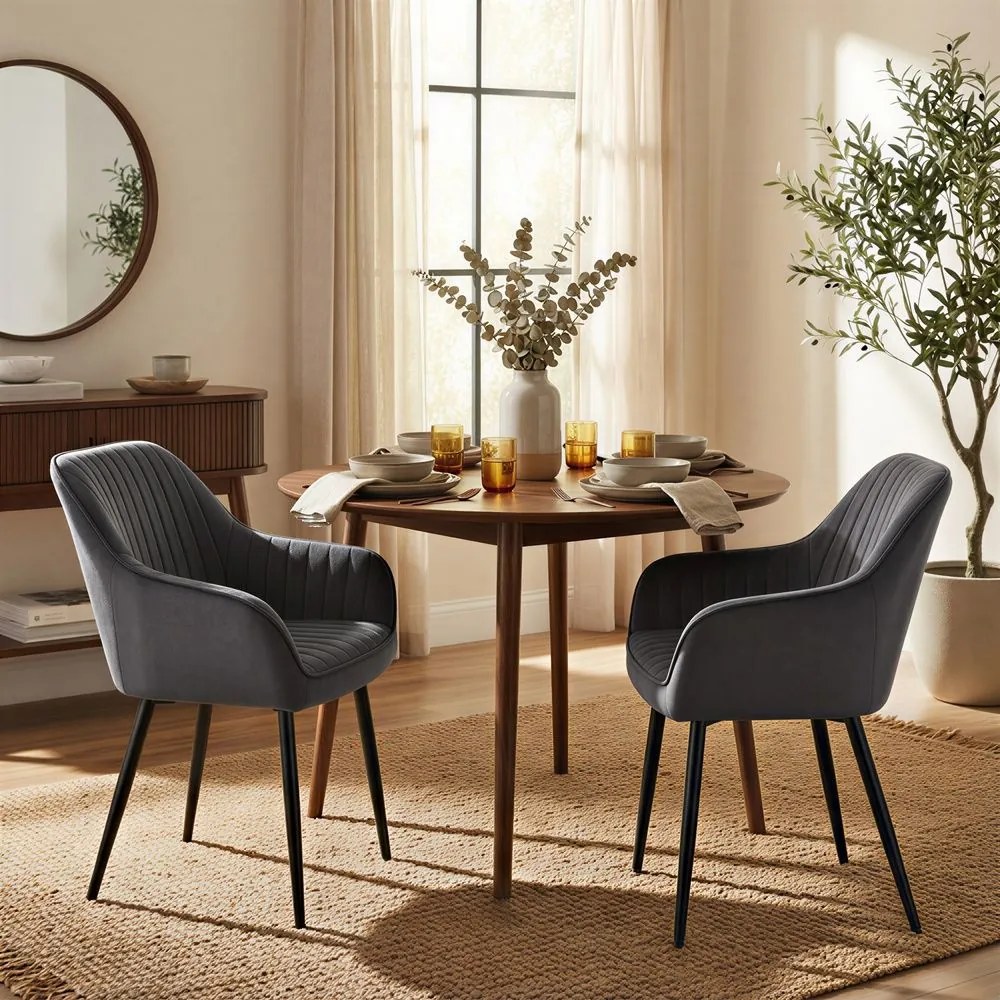 Conjunto de 2 cadeiras de sala de jantar (MESA NÃO INCLUIDA) 85 x 63 x 62,5 cm cinzentas