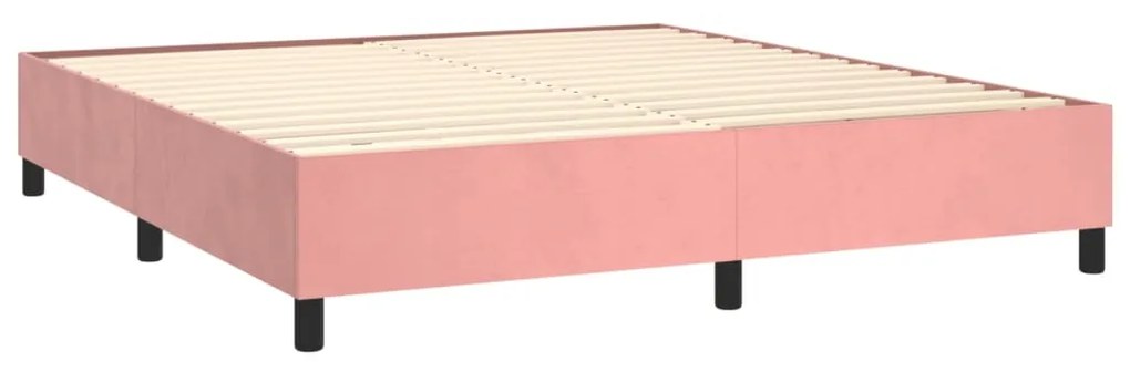 Cama box spring c/ colchão/LED 180x200 cm veludo rosa