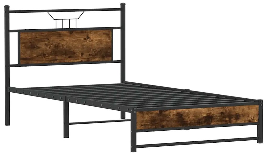 Estrutura de cama sem colchão 107x203 cm carvalho fumado
