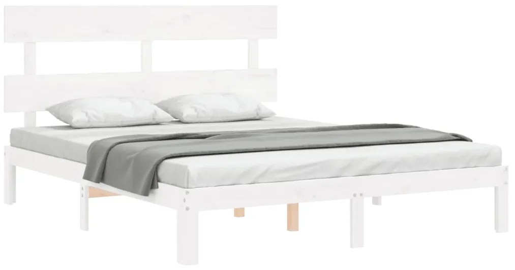 Cama sem colchão 160x200 cm madeira de pinho maciça branco