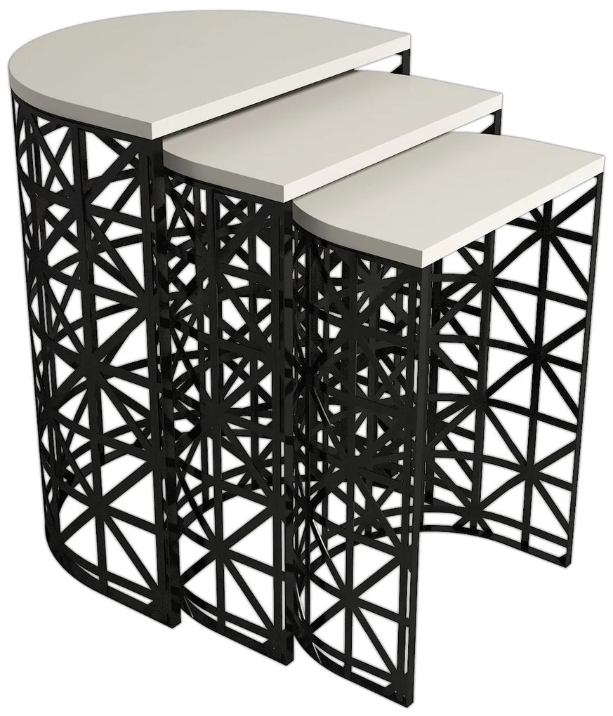 Mesas de Encostar Stil Metal Ferforje – Creme Preto – 46x62x33 cm / 41