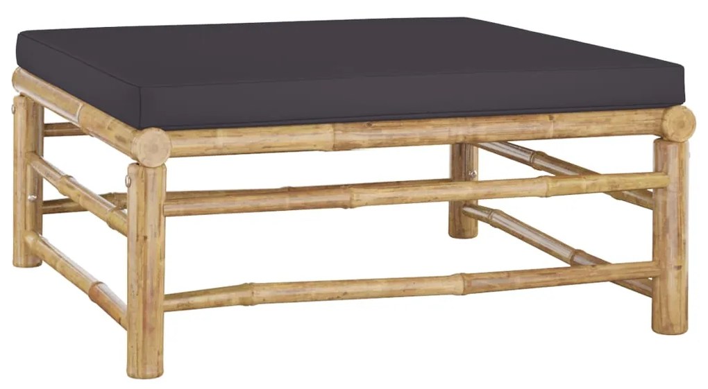 vidaXL Apoio de pés para jardim com almofadão cinzento-escuro bambu