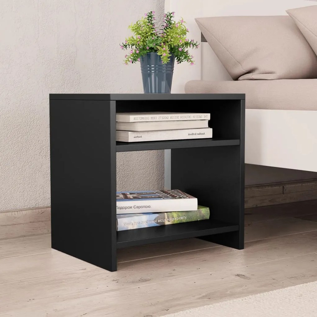 vidaXL Mesa de cabeceira 40x30x40 cm derivados de madeira preto
