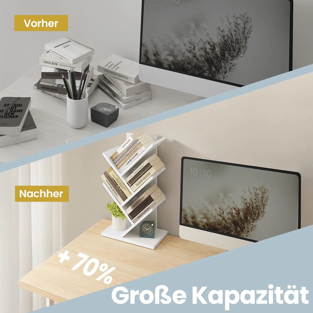 Estante para livros com 5 prateleiras 17,2 x 30 x 51 cm branca