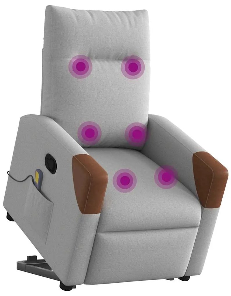 Poltrona elevatória de massagens tecido cinzento-nublado