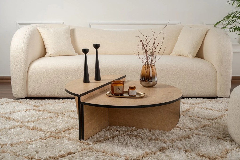 Mesa de Café Orion - Carvalho Mel e Preto - 90x30x60cm & 85x35x30cm