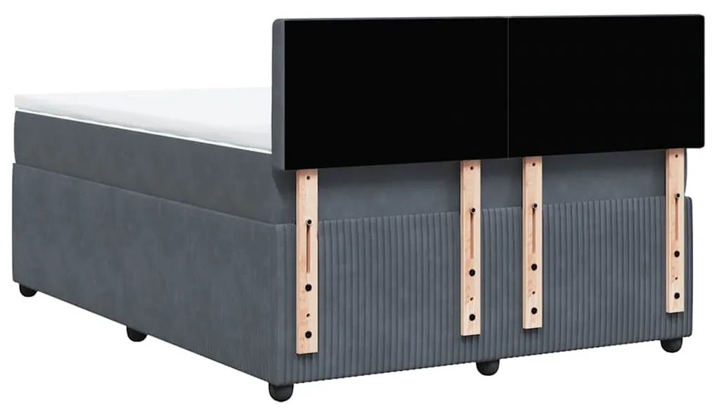 Cama com molas/colchão 140x190 cm veludo cinzento-escuro