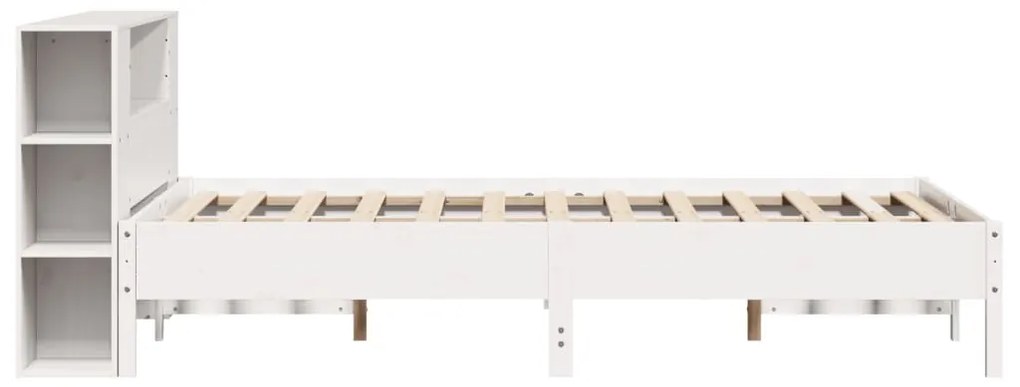 Cama com estante sem colchão 140x190 cm pinho maciço branco