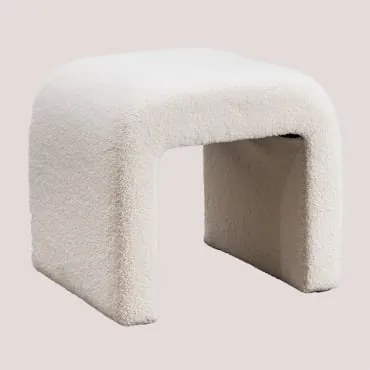 Banqueta Baixa De Pele De Carneiro Carlise Tecido Pele De Borrego Branco - Sklum