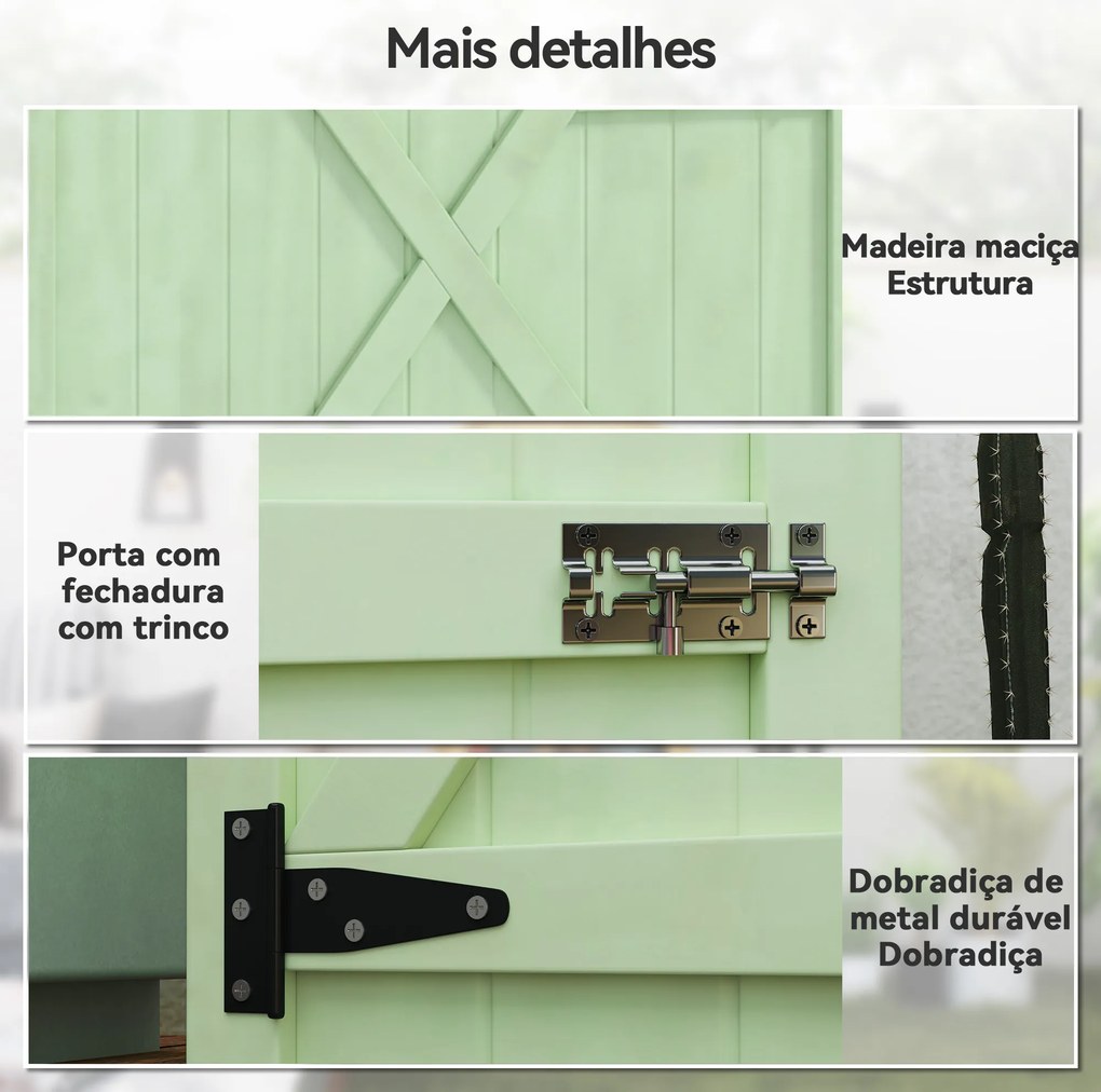 Armário de Jardim em Madeira para Exterior com 2 Prateleiras e Telhado de Asfalto 75x56x115 cm Verde