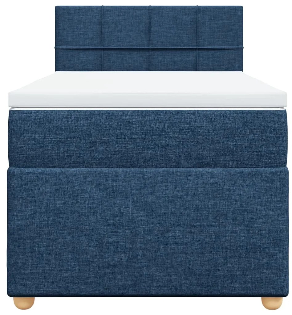 Cama com molas/colchão 80x200 cm tecido azul