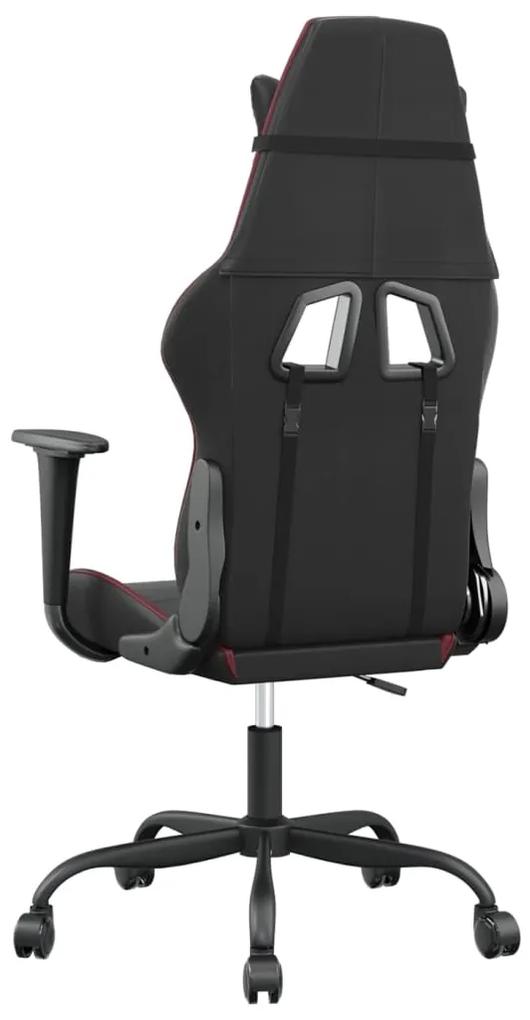 Cadeira gaming couro artificial preto e vermelho tinto