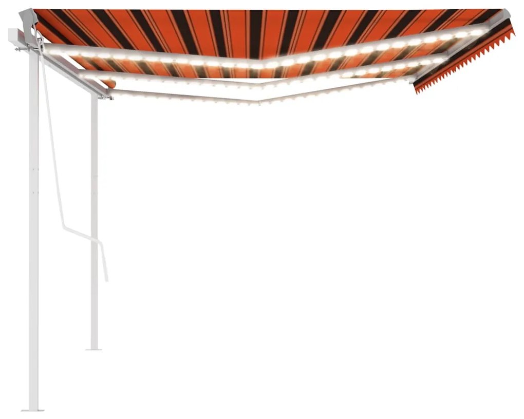 Toldo autom. c/ LED e sensor de vento 6x3,5 m laranja/castanho
