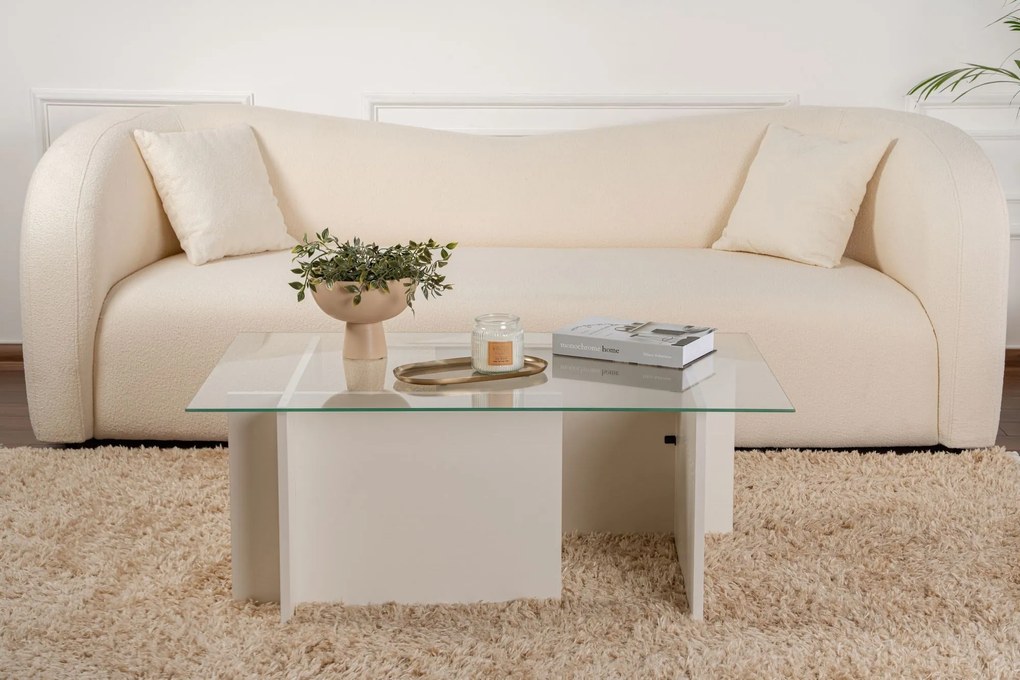 Mesa de Centro Vetrino – Branco Amadeirado – 105x40x65 cm