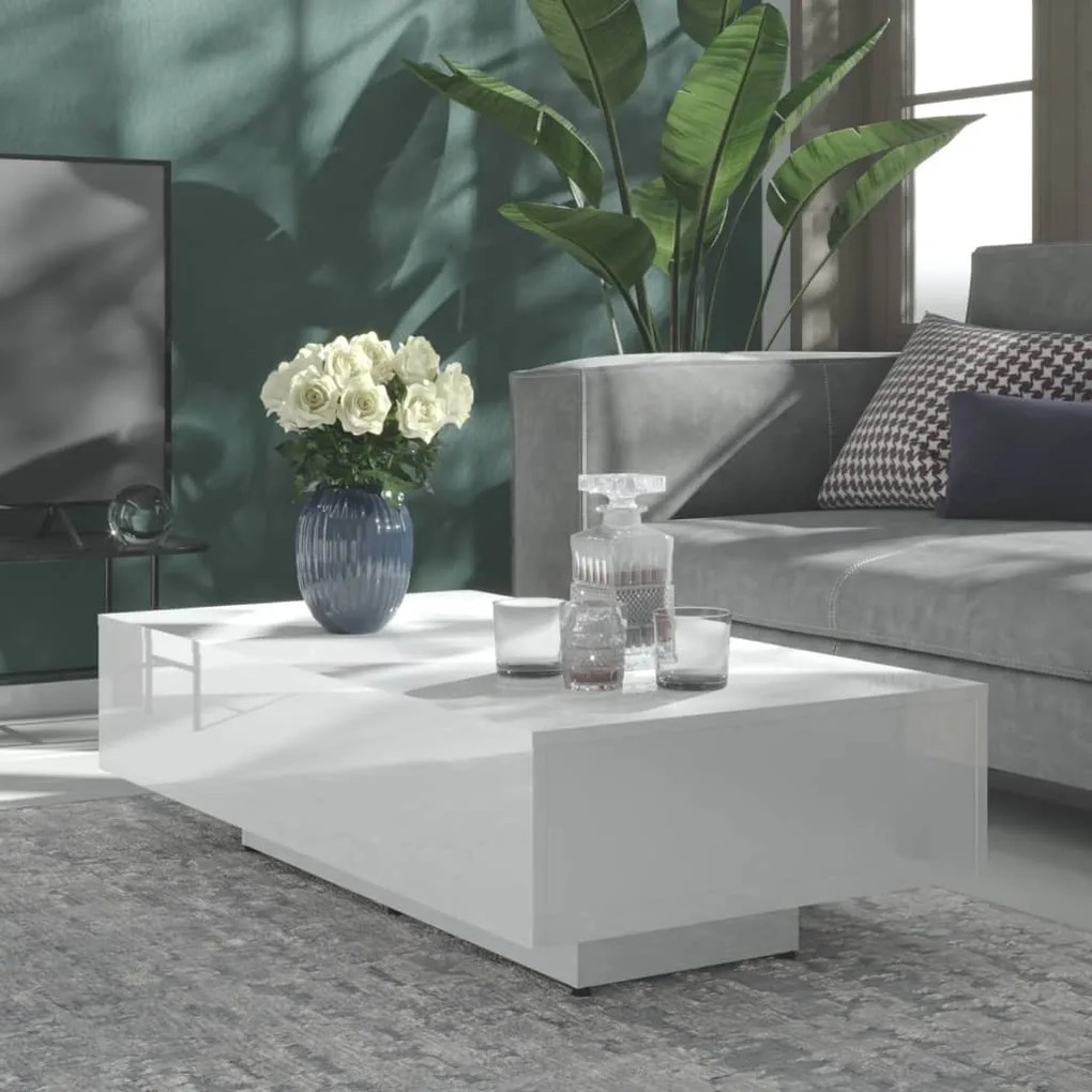 803395 vidaXL Mesa de centro 115x60x31 cm contraplacado branco brilhante
