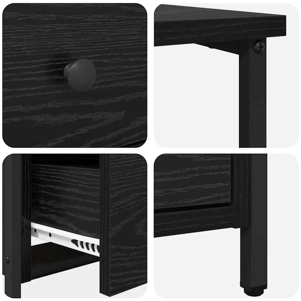 Armário de Cabeceira com gaveta Carvalho preto 30 x 60 x 60 cm