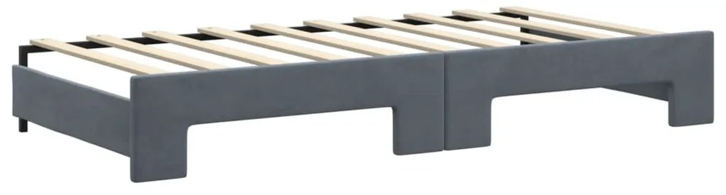 Sofá-cama c/ gavetão e gavetas 90x190 cm veludo cinzento-escuro