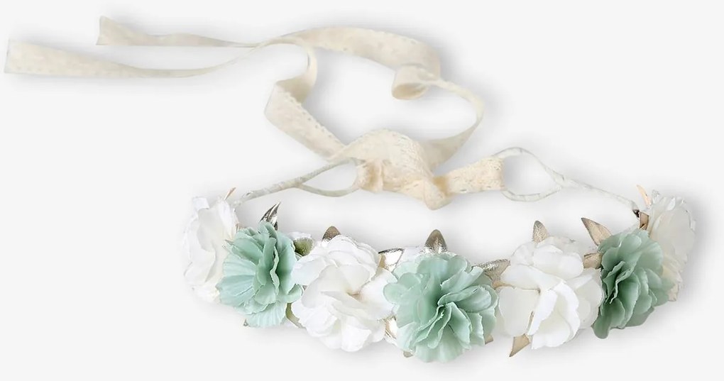 Coroa de flores verde sálvia, para menina verde-salva