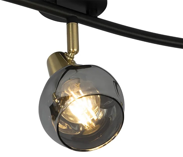 Plafon Art Deco dourado 56cm vidro fumê 3-luzes - VIDRO Art Deco