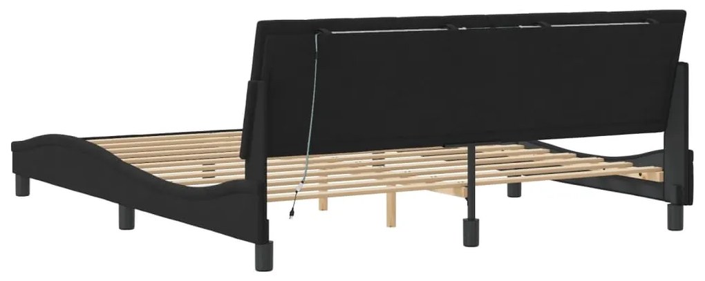 Estrutura de cama com luzes LED 180x200 cm veludo preto