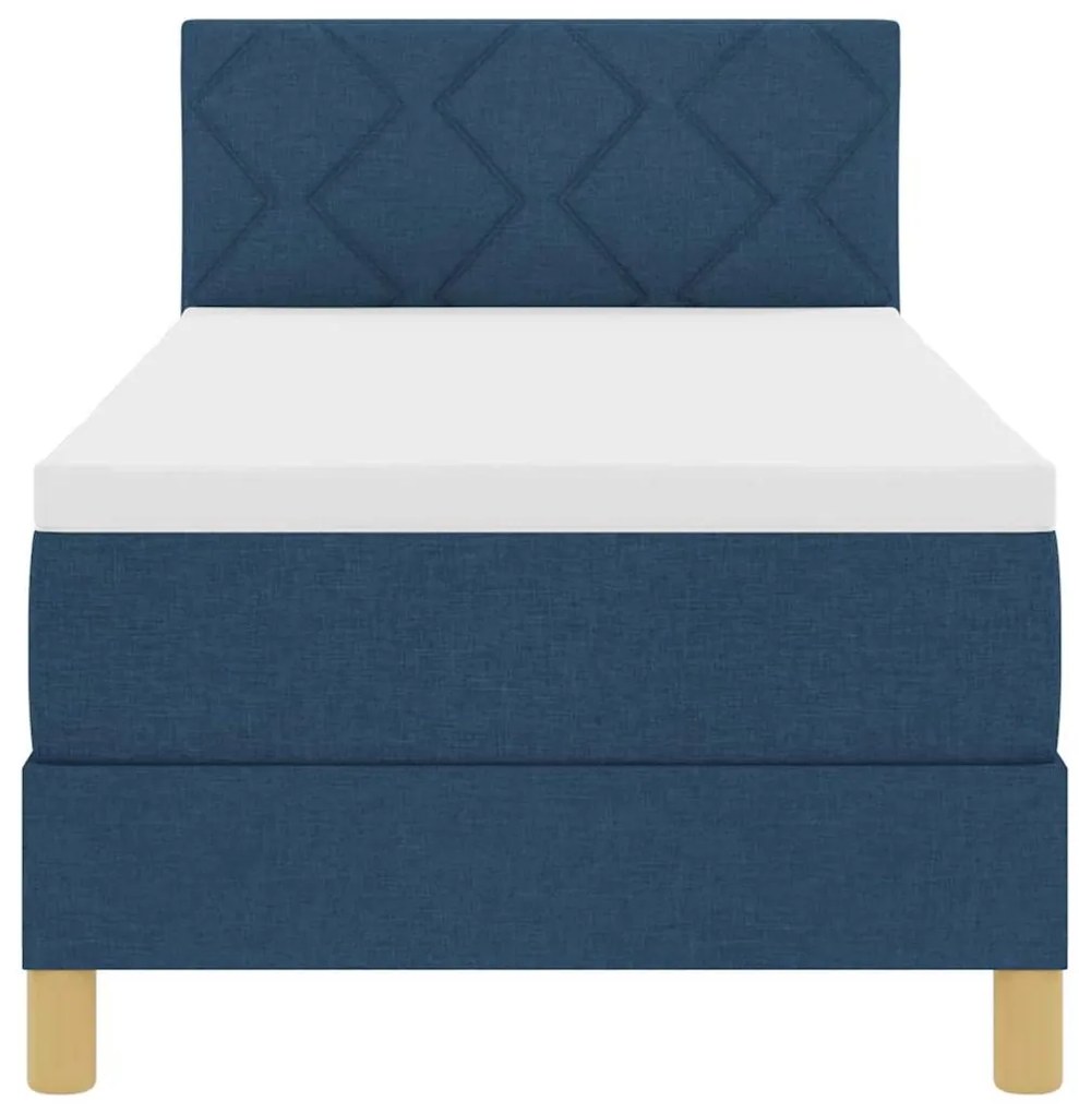 Cama Box Spring com Colchão &amp; LED Azul 80x200 cm Tecido