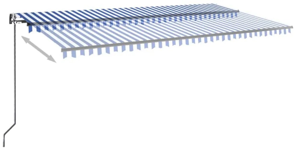 Toldo retrátil automático 600x350 cm azul e branco