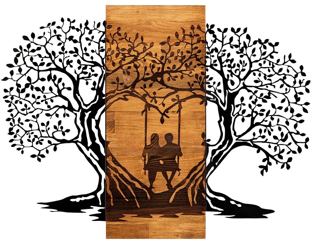 Acessório Decorativo de Parede Eva – Preto e Nogueira – 76 x 58 cm