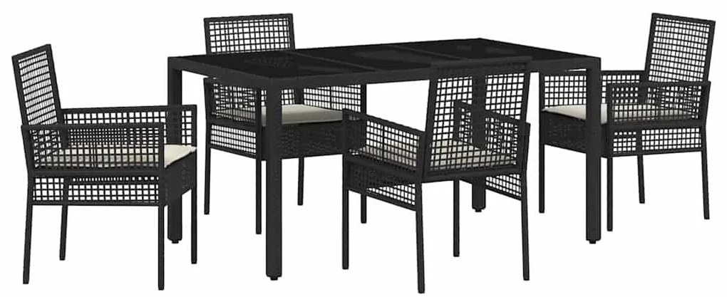 Conjunto de Jantar para Jardim 5 pcs Preto 150 x 90 x 75 cm