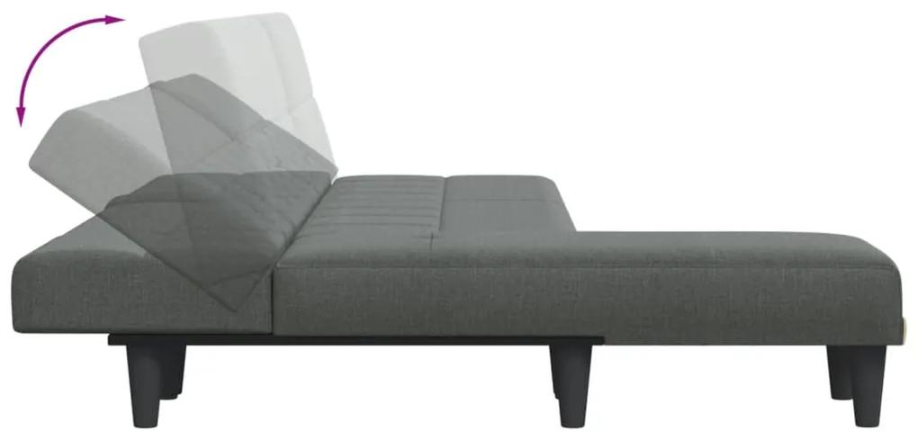 Sofá-cama Chaise Longue 255x140x70 cm tecido cinzento-escuro