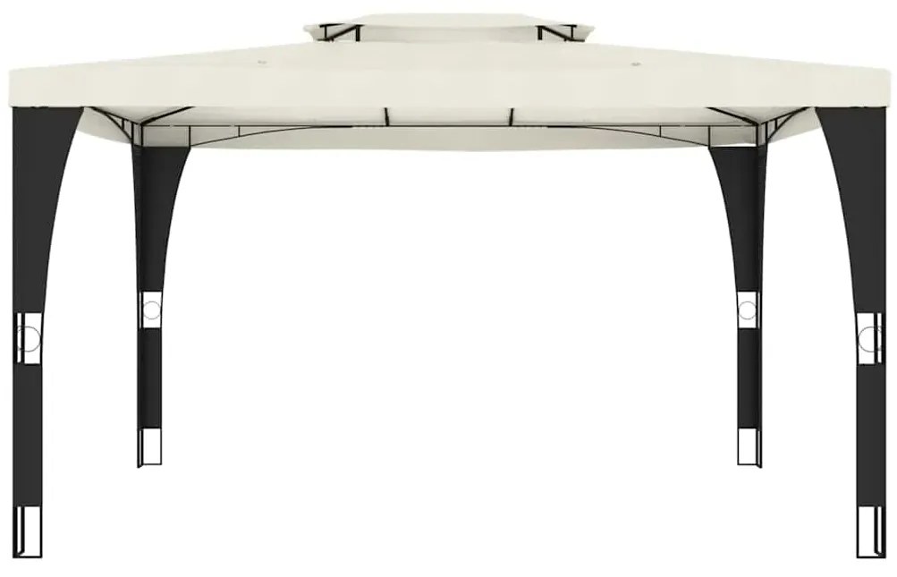 Gazebo com telhado duplo 3,98x2,98 m aço creme
