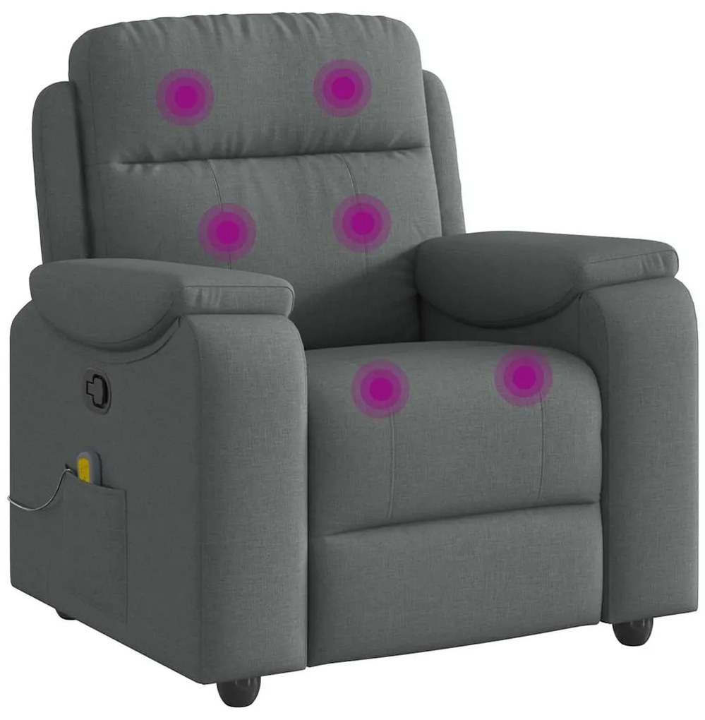 Poltrona de massagens reclinável tecido cinzento-escuro