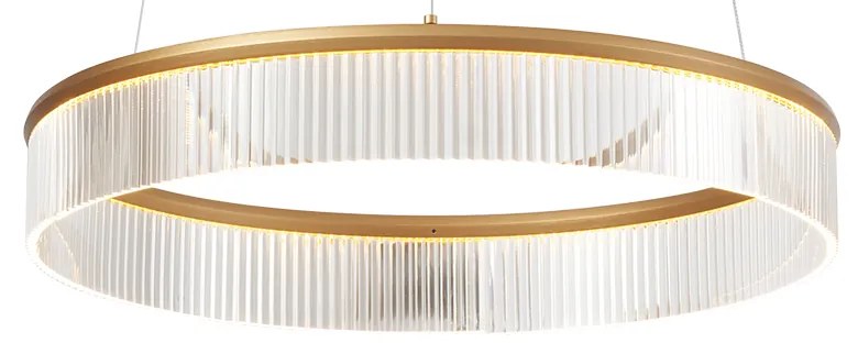 Candeeiro suspenso moderno latão 59cm incl. LED regulável em 3 níveis - Anello Chandelier