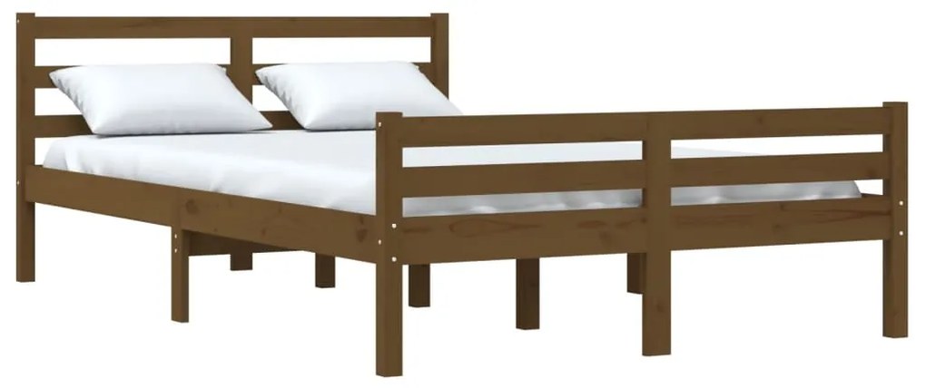 Estrutura cama pequena de casal 120x190 cm madeira castanho-mel