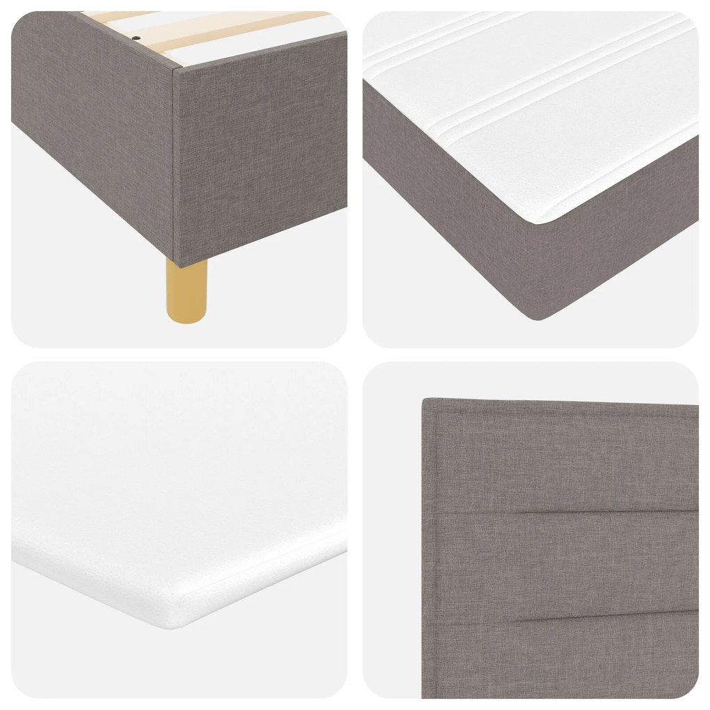 Cama Box Spring com Colchão e LED Taupe 120x200 cm Tecido