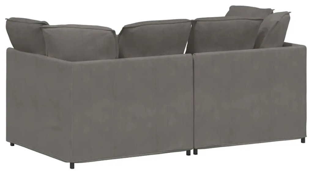 Sofá modular com almofadas tecido corduroy cinzento-claro