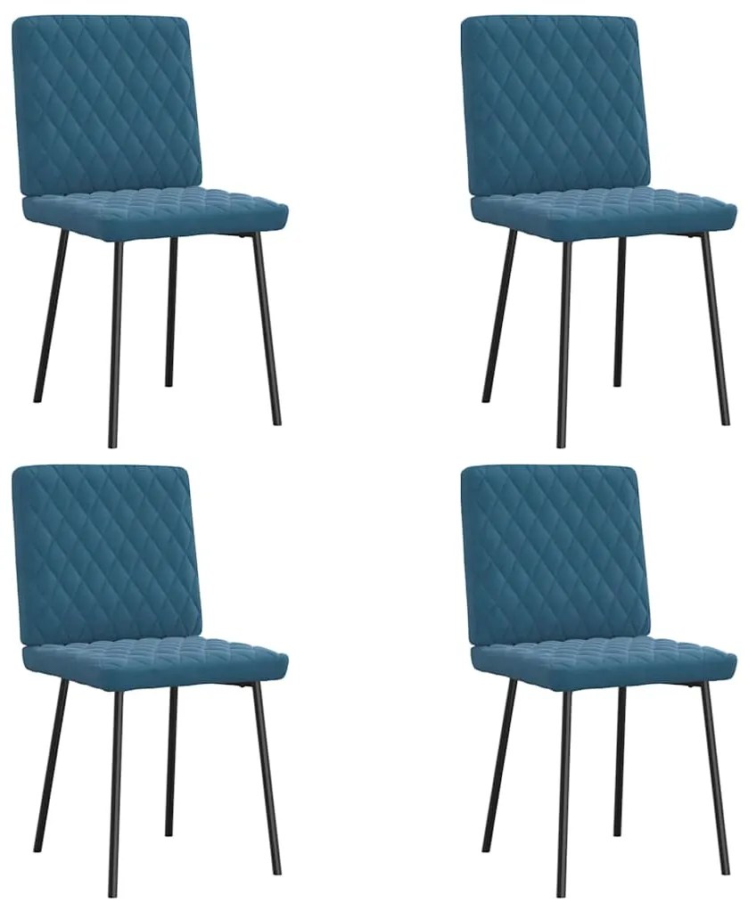Cadeiras de jantar 4 pcs veludo azul