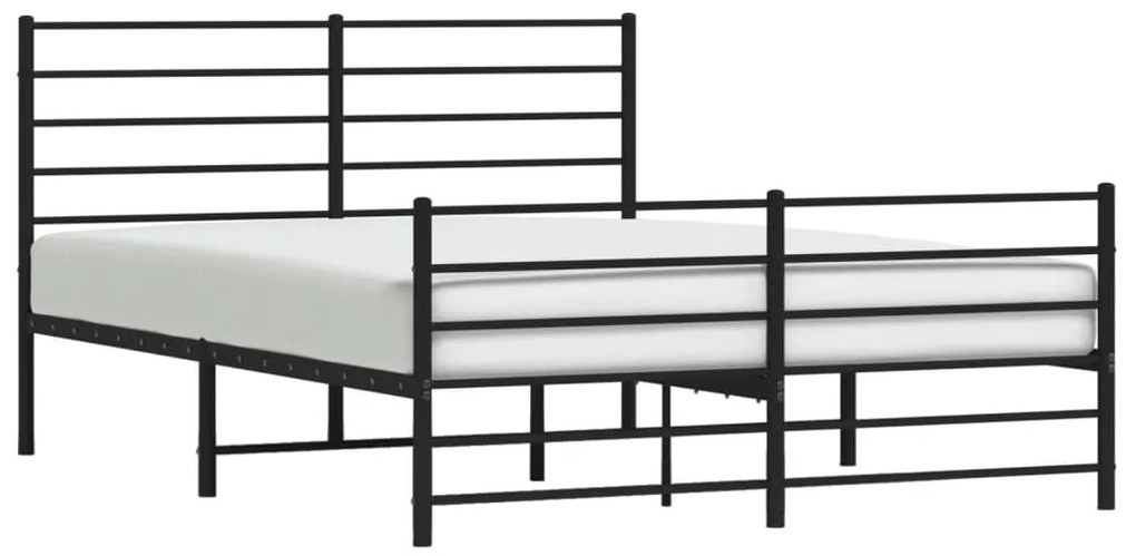 Estrutura de cama com cabeceira e pés 120x200 cm metal preto